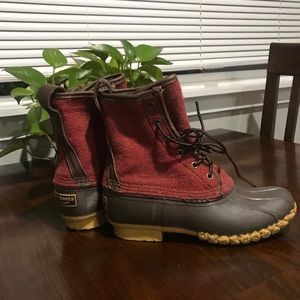 Red LL bean duck boots